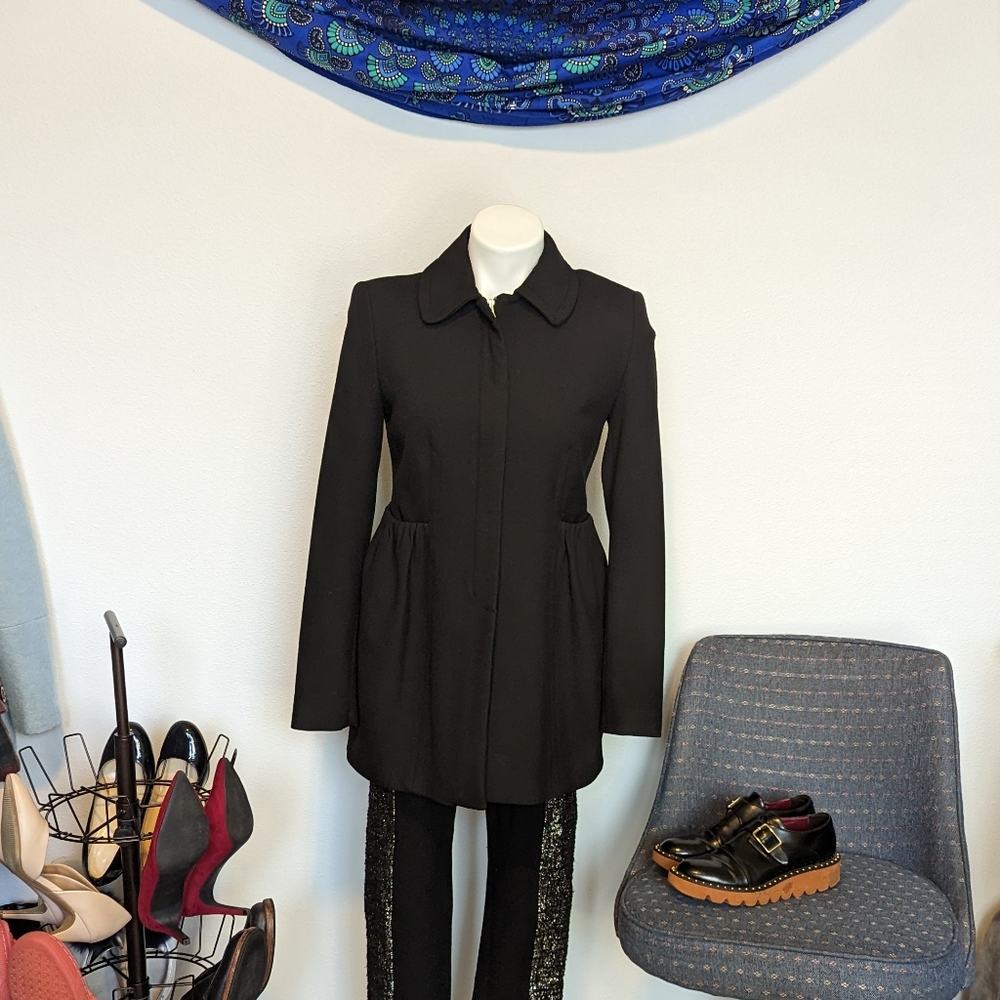 Zara Basic Black Jacket With Ruffled Pockets Wome… - image 1